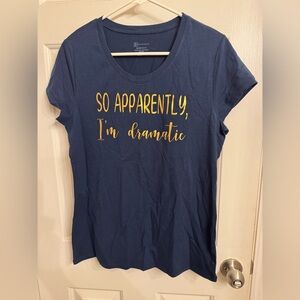 Navy Tee with Gold Dramatic Text